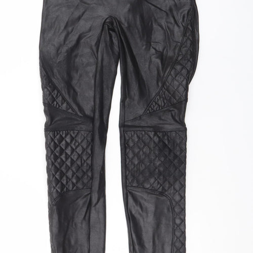 Spanx Women’s Black Faux Leather Quilted High-Rise Shaping Leggings Size S