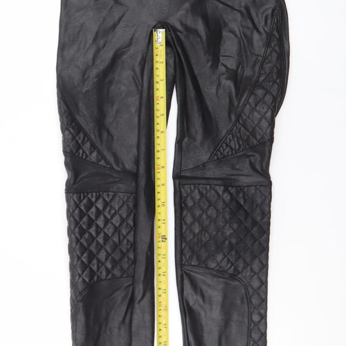 Spanx Women’s Black Faux Leather Quilted High-Rise Shaping Leggings Size S