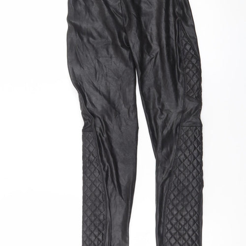 Spanx Women’s Black Faux Leather Quilted High-Rise Shaping Leggings Size S