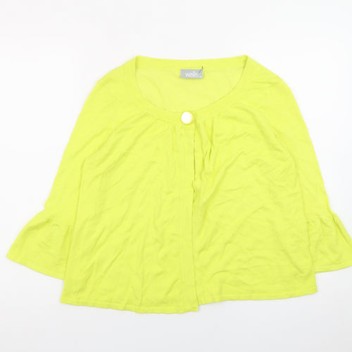 Wallis Women Yellow 3/4 Sleeve Scoop Neck Cardigan Size 14