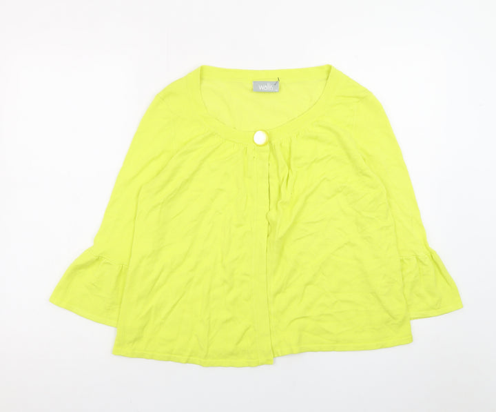 Wallis Women Yellow 3/4 Sleeve Scoop Neck Cardigan Size 14