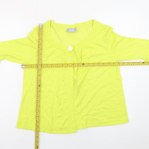 Wallis Women Yellow 3/4 Sleeve Scoop Neck Cardigan Size 14