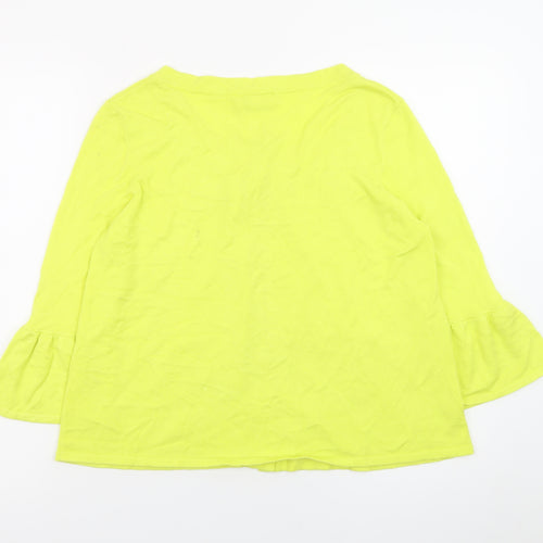 Wallis Women Yellow 3/4 Sleeve Scoop Neck Cardigan Size 14