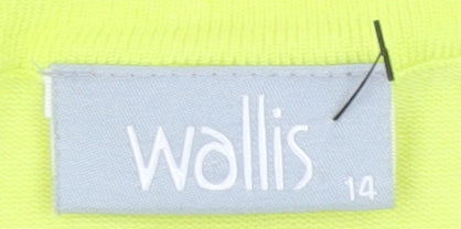 Wallis Women Yellow 3/4 Sleeve Scoop Neck Cardigan Size 14