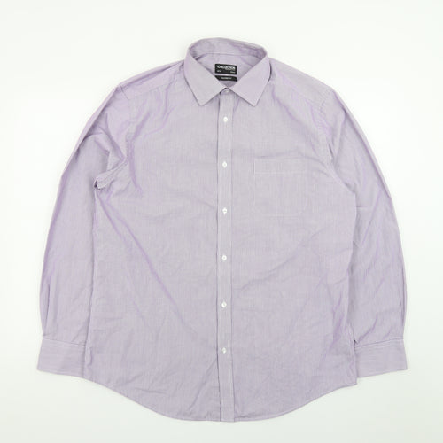 Debenhams Men's Purple Striped Long Sleeve Button-Up Shirt 16.5in