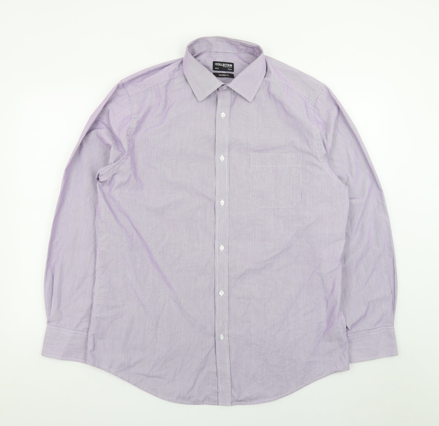 Debenhams Men's Purple Striped Long Sleeve Button-Up Shirt 16.5in