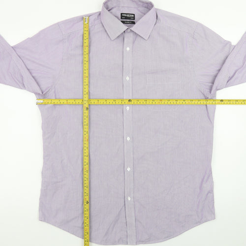 Debenhams Men's Purple Striped Long Sleeve Button-Up Shirt 16.5in