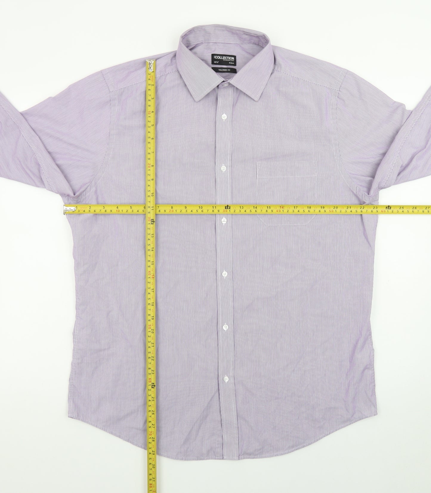 Debenhams Men's Purple Striped Long Sleeve Button-Up Shirt 16.5in