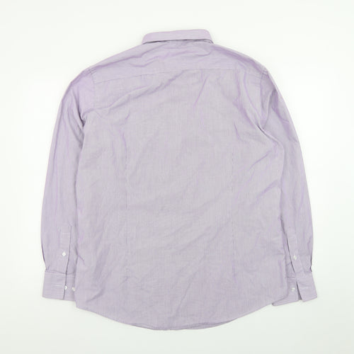 Debenhams Men's Purple Striped Long Sleeve Button-Up Shirt 16.5in