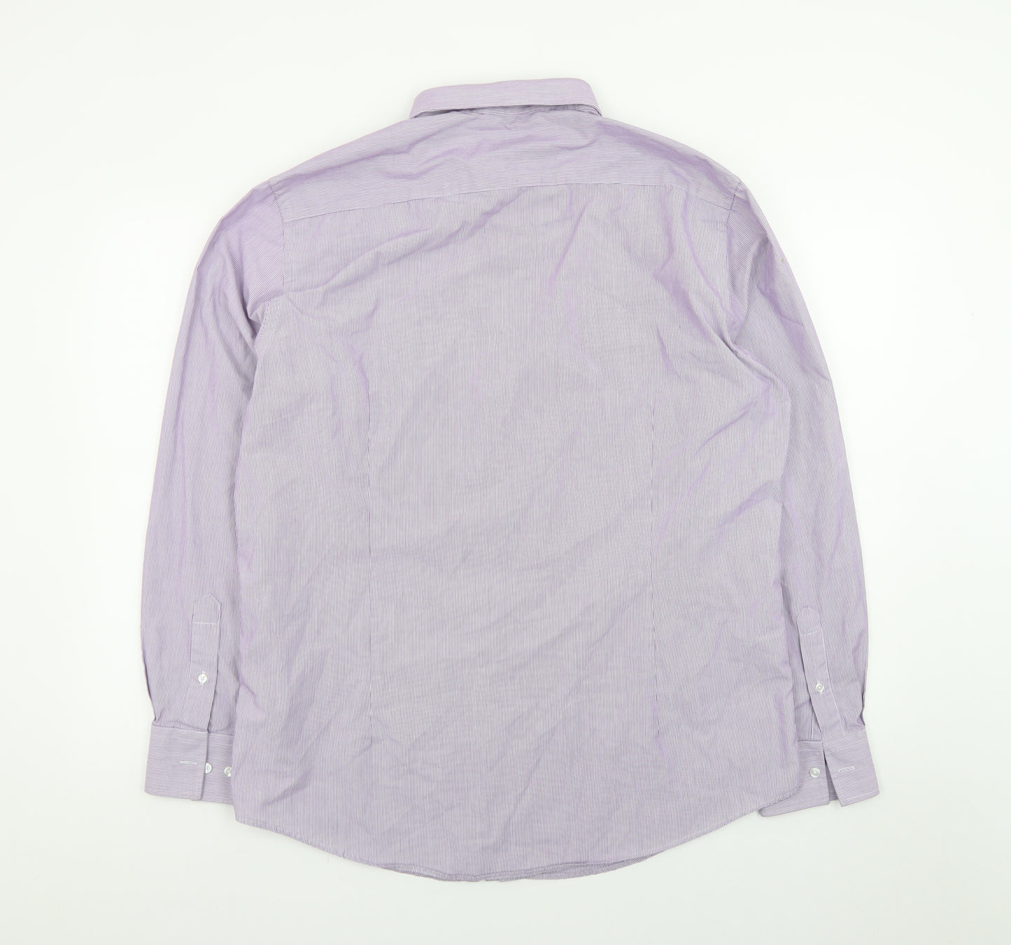 Debenhams Men's Purple Striped Long Sleeve Button-Up Shirt 16.5in