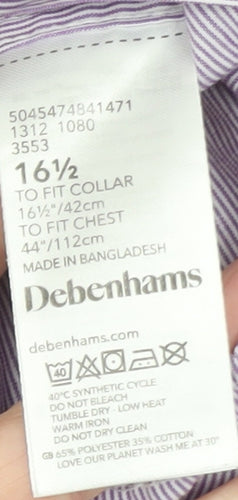 Debenhams Men's Purple Striped Long Sleeve Button-Up Shirt 16.5in