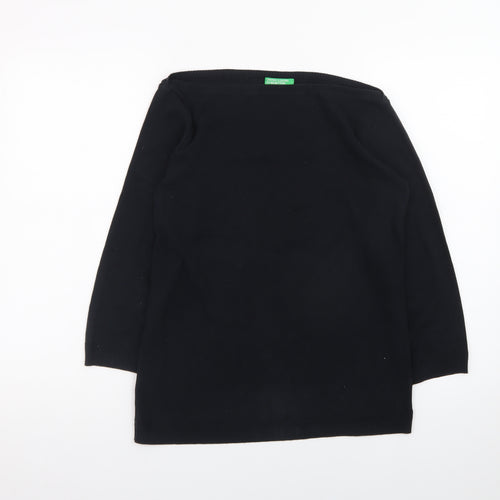 United Colors of Benetton Women’s Black Cotton Boat Neck Jumper L