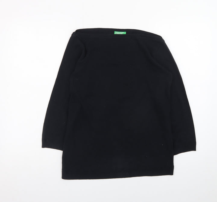 United Colors of Benetton Women’s Black Cotton Boat Neck Jumper L