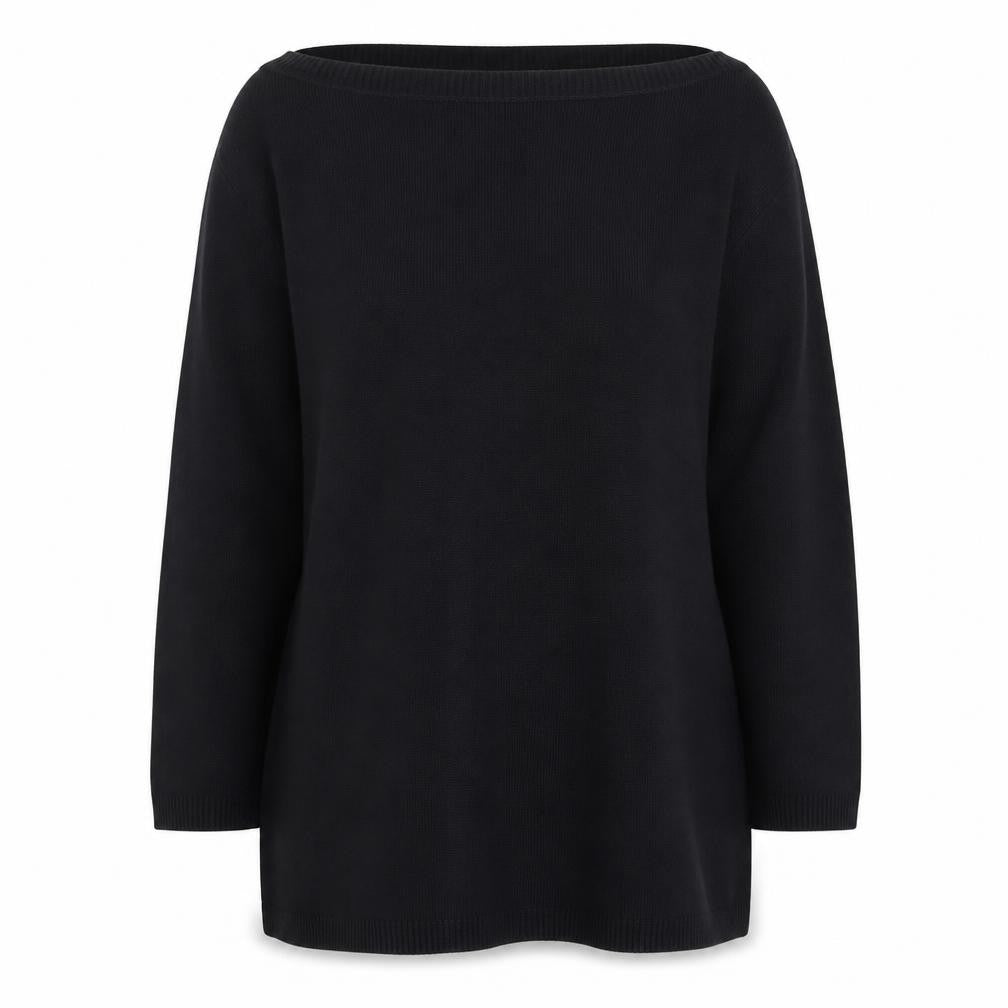 United Colors of Benetton Women’s Black Cotton Boat Neck Jumper L