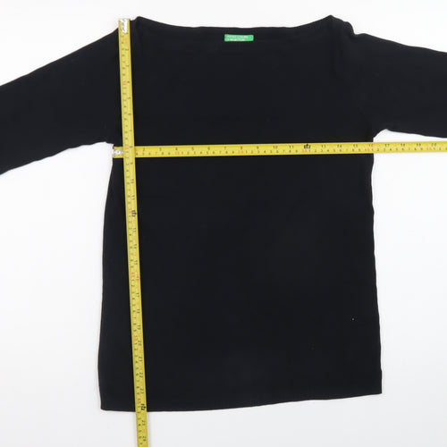 United Colors of Benetton Women’s Black Cotton Boat Neck Jumper L
