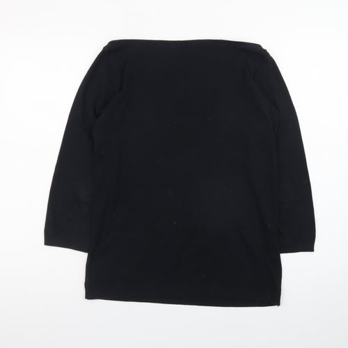 United Colors of Benetton Women’s Black Cotton Boat Neck Jumper L