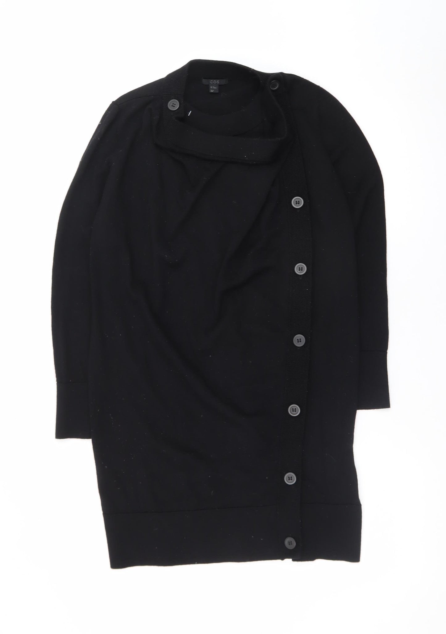 COS Women Black Wool Long Sleeve Button Cardigan XS