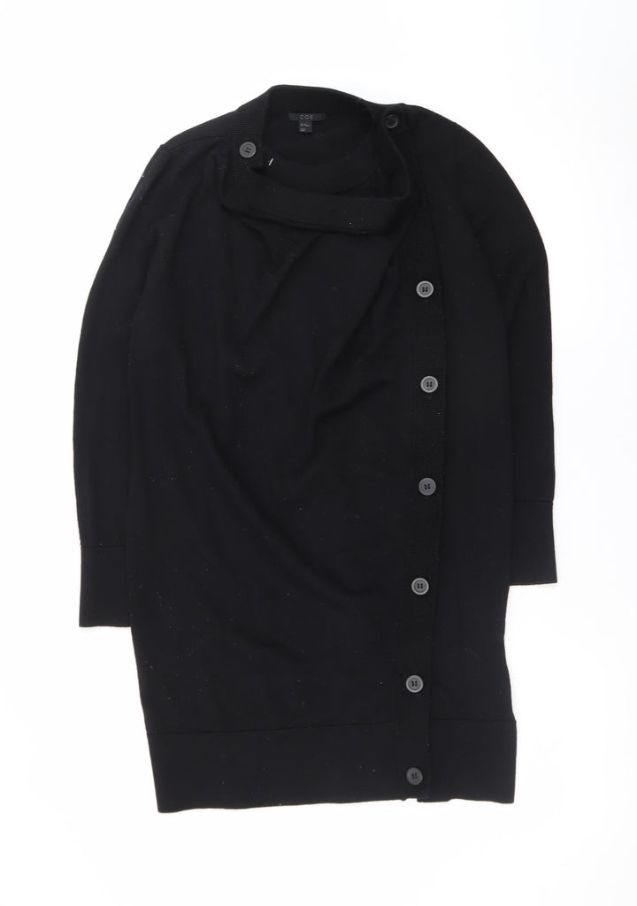 COS Women Black Wool Long Sleeve Button Cardigan XS