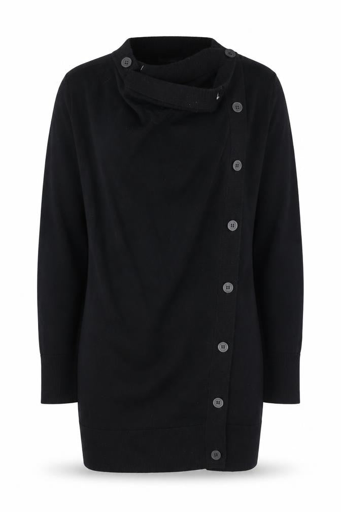 Front view of COS Women Black Wool Long Sleeve Button Cardigan XS