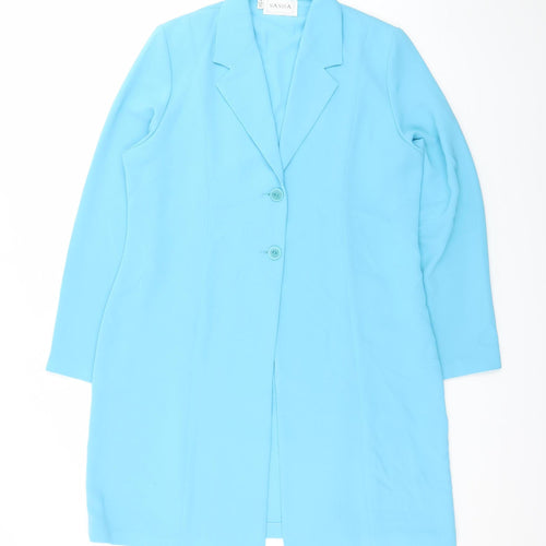 Sasha Women Blue Long Single-Breasted Blazer Coat Size 14
