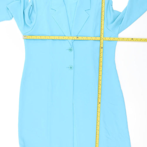 Sasha Women Blue Long Single-Breasted Blazer Coat Size 14