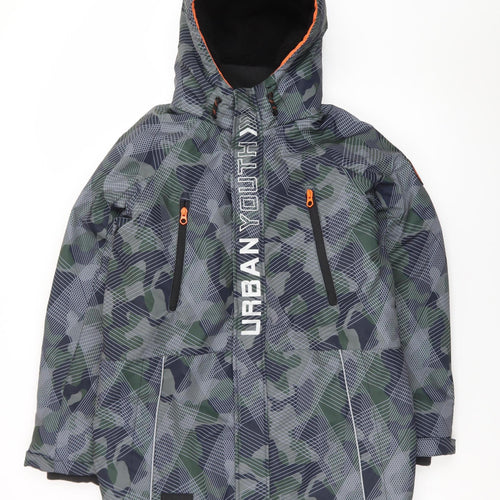 F&F Boys Green Camouflage Urban Youth Hooded Puffer Jacket 13-14 Years