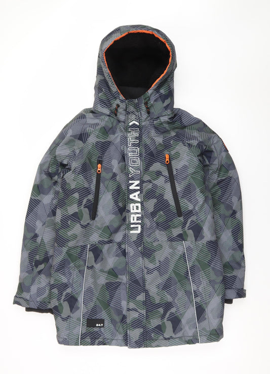 F&F Boys Green Camouflage Urban Youth Hooded Puffer Jacket 13-14 Years