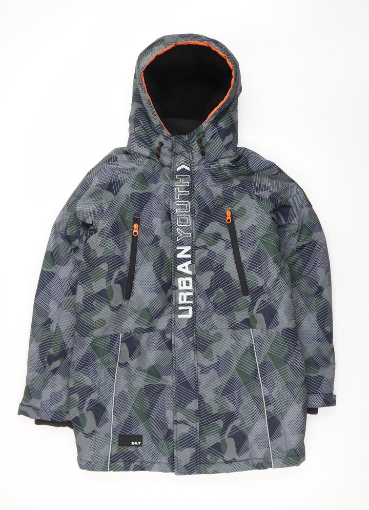 F&F Boys Green Camouflage Urban Youth Hooded Puffer Jacket 13-14 Years