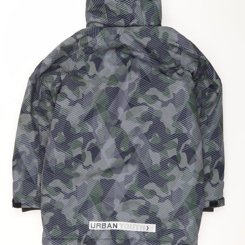 F&F Boys Green Camouflage Urban Youth Hooded Puffer Jacket 13-14 Years