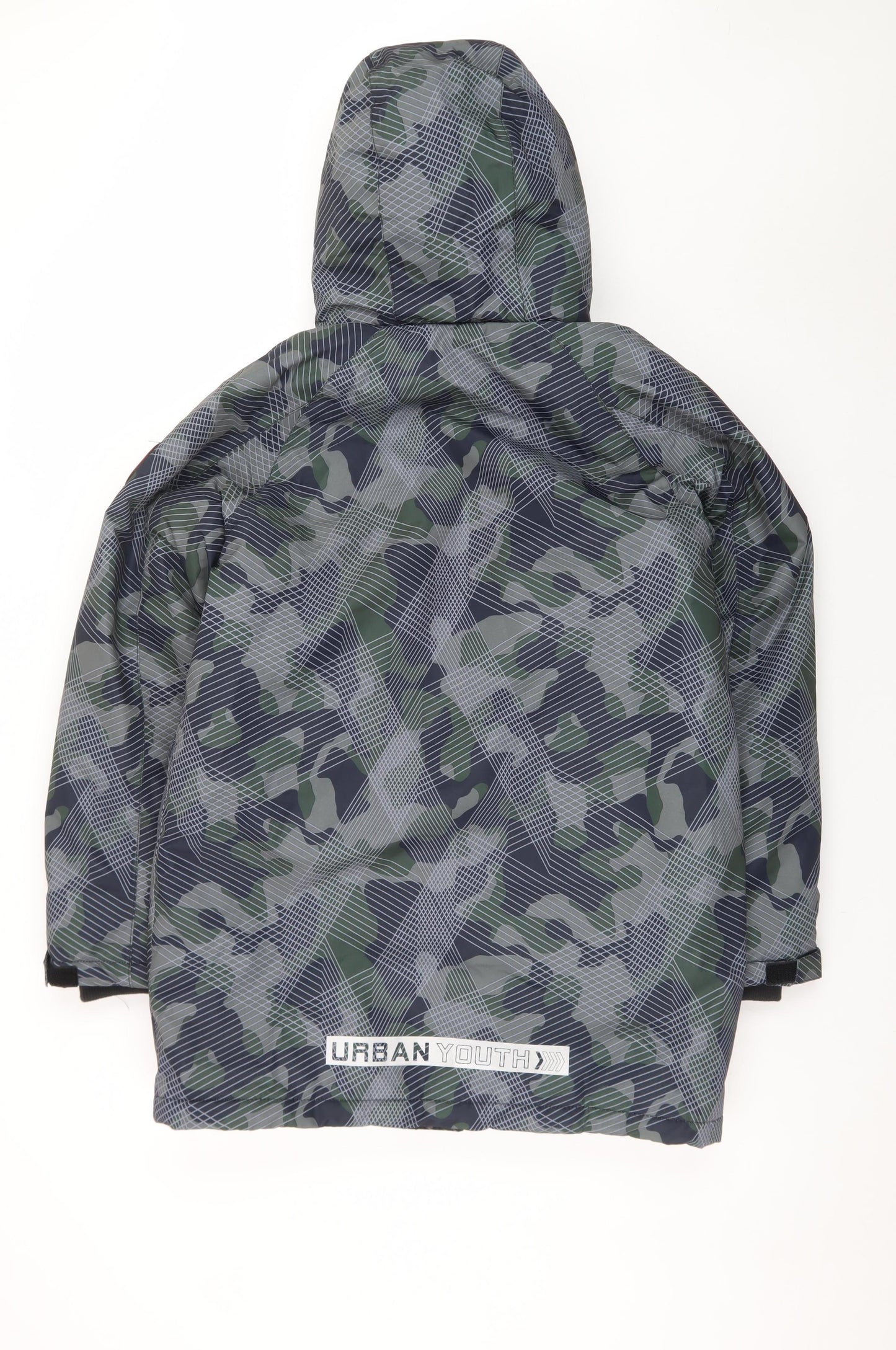F&F Boys Green Camouflage Urban Youth Hooded Puffer Jacket 13-14 Years