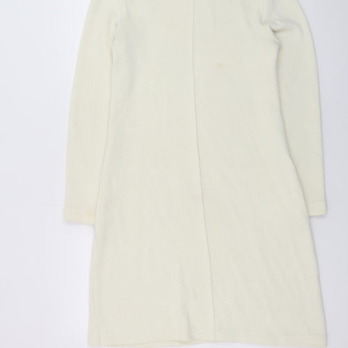 Zara Women Ivory Knit Mock Neck Shift Dress Size S