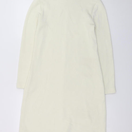 Zara Women Ivory Knit Mock Neck Shift Dress Size S
