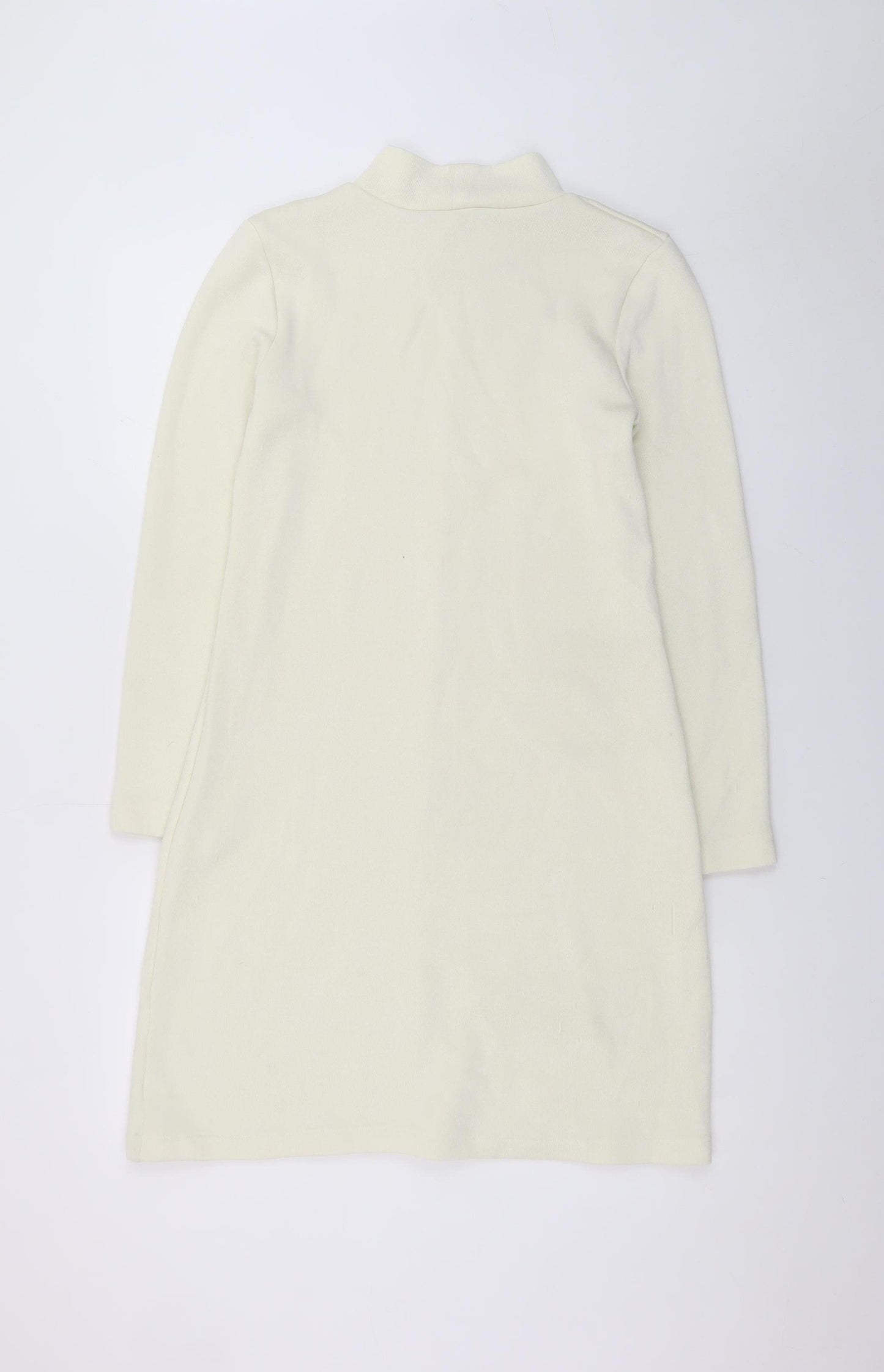 Zara Women Ivory Knit Mock Neck Shift Dress Size S