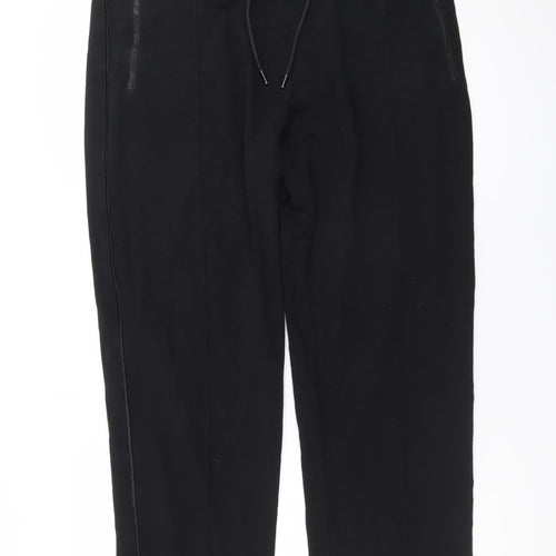 Marks and Spencer Women Black Size 18 Cotton Stretch Tapered Trousers