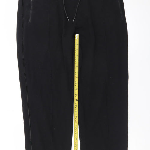 Marks and Spencer Women Black Size 18 Cotton Stretch Tapered Trousers