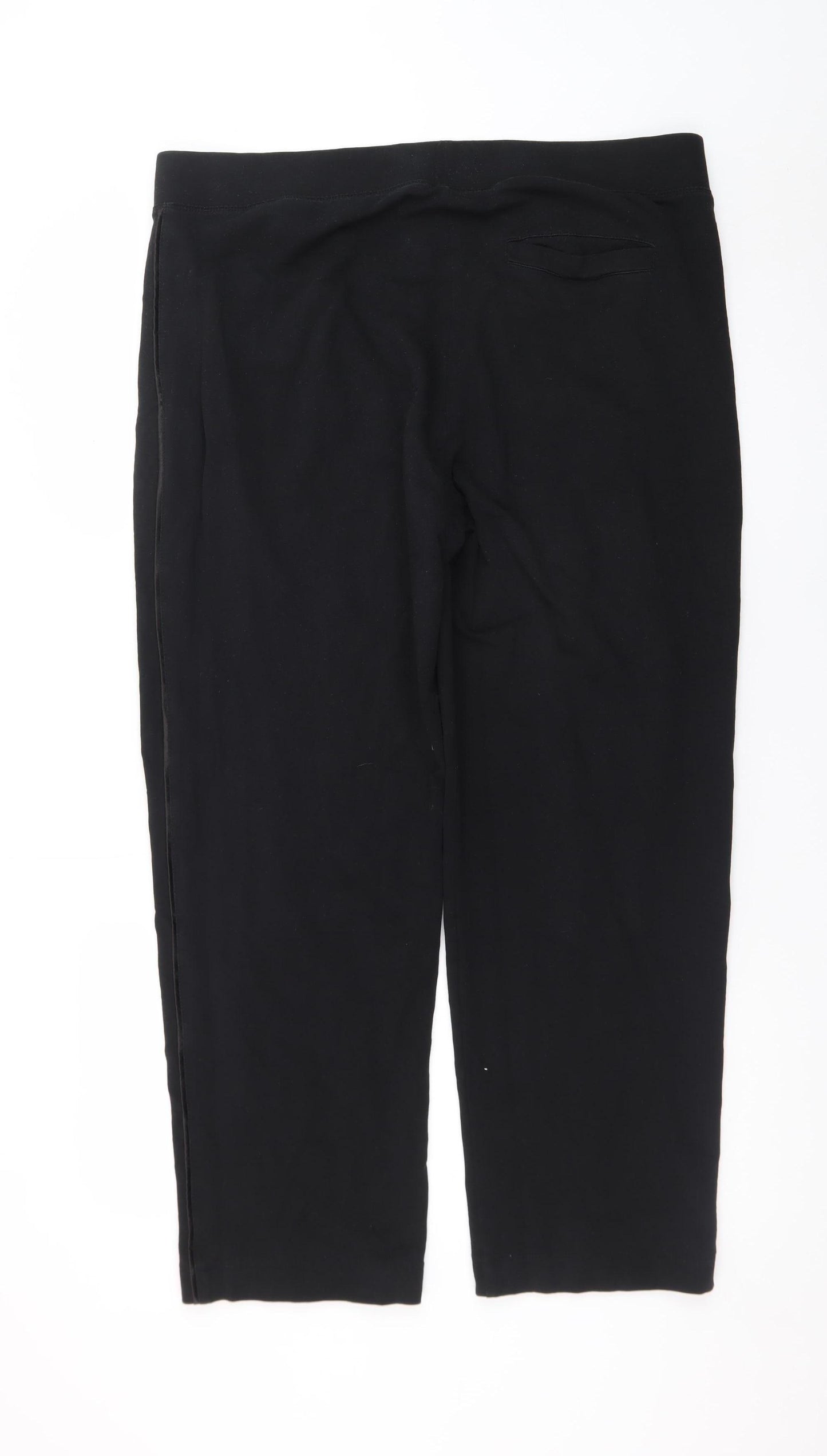Marks and Spencer Women Black Size 18 Cotton Stretch Tapered Trousers