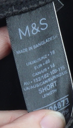 Marks and Spencer Women Black Size 18 Cotton Stretch Tapered Trousers