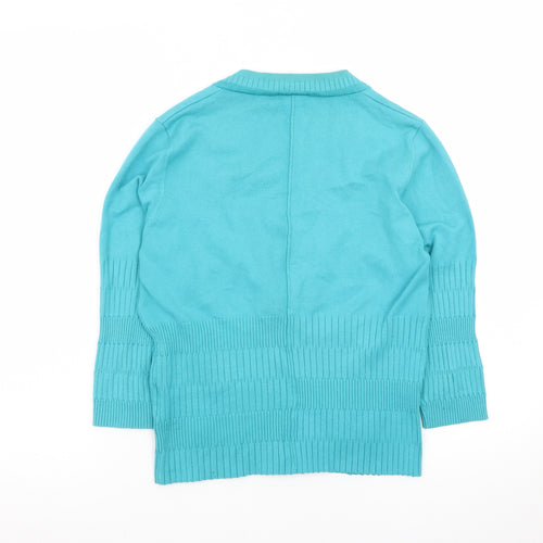 Karen Millen Women's Blue Size 8 Button V-Neck 3/4 Sleeve Cardigan