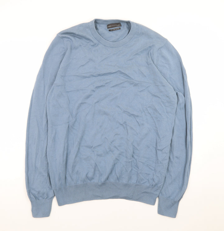Marks and Spencer Men’s Blue Cotton Crew Neck Jumper XL