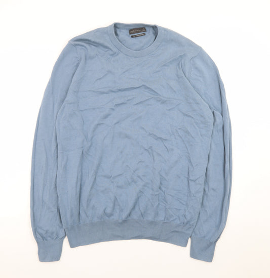 Marks and Spencer Men’s Blue Cotton Crew Neck Jumper XL