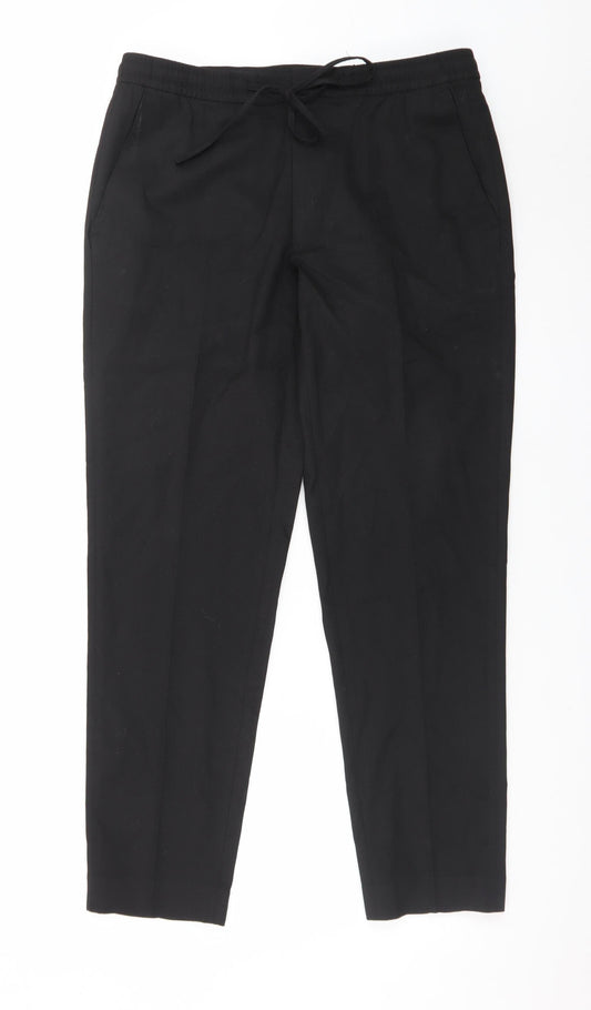 Marks and Spencer Mens Black Medium Jogger Trousers Regular Fit