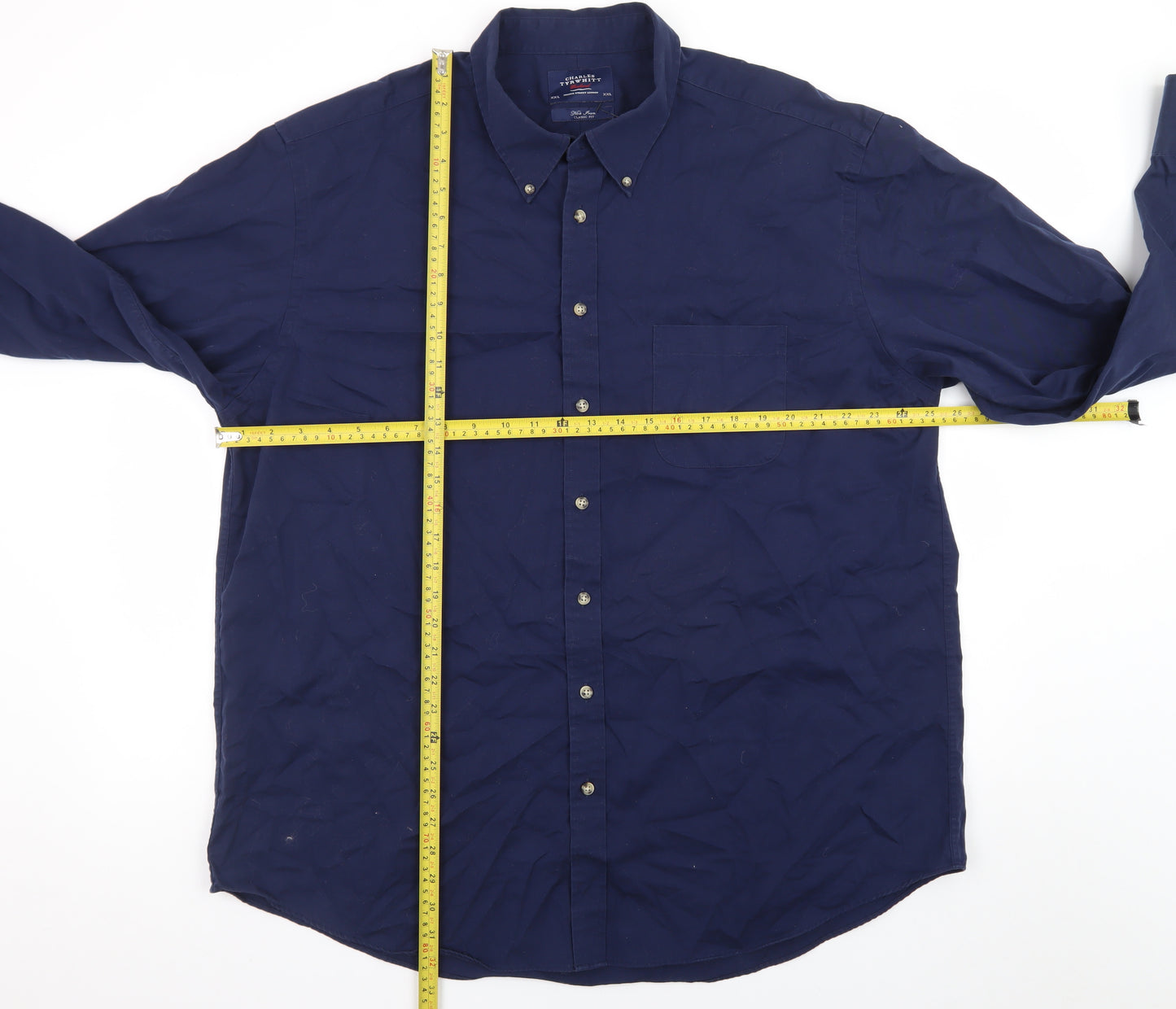 Charles Tyrwhitt Men's Blue XXL Classic Fit Non-Iron Dress Shirt