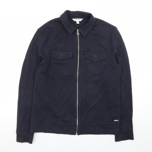 Marks and Spencer Autograph Men's Blue Full Zip Cotton Jumper S