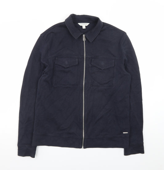 Marks and Spencer Autograph Men's Blue Full Zip Cotton Jumper S