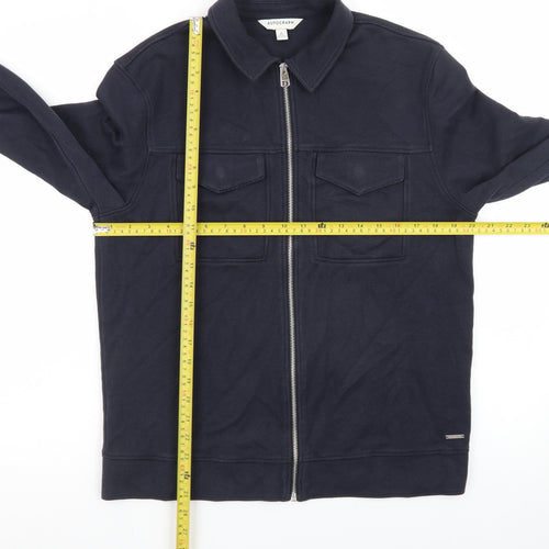 Marks and Spencer Autograph Men's Blue Full Zip Cotton Jumper S
