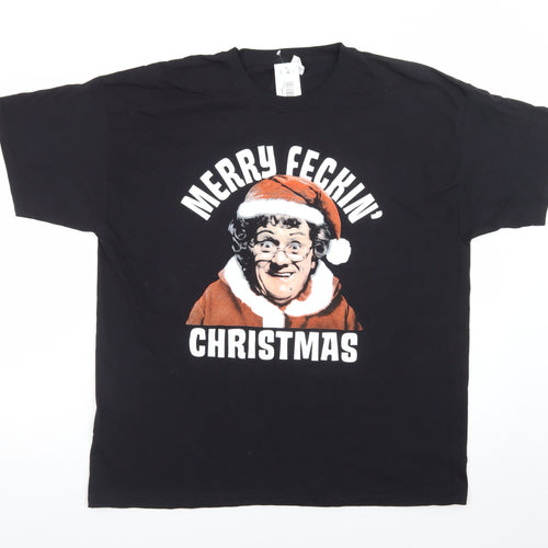 Fruit of the Loom Men's Black XL Christmas Funny Graphic T-Shirt