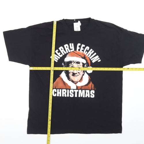 Fruit of the Loom Men's Black XL Christmas Funny Graphic T-Shirt
