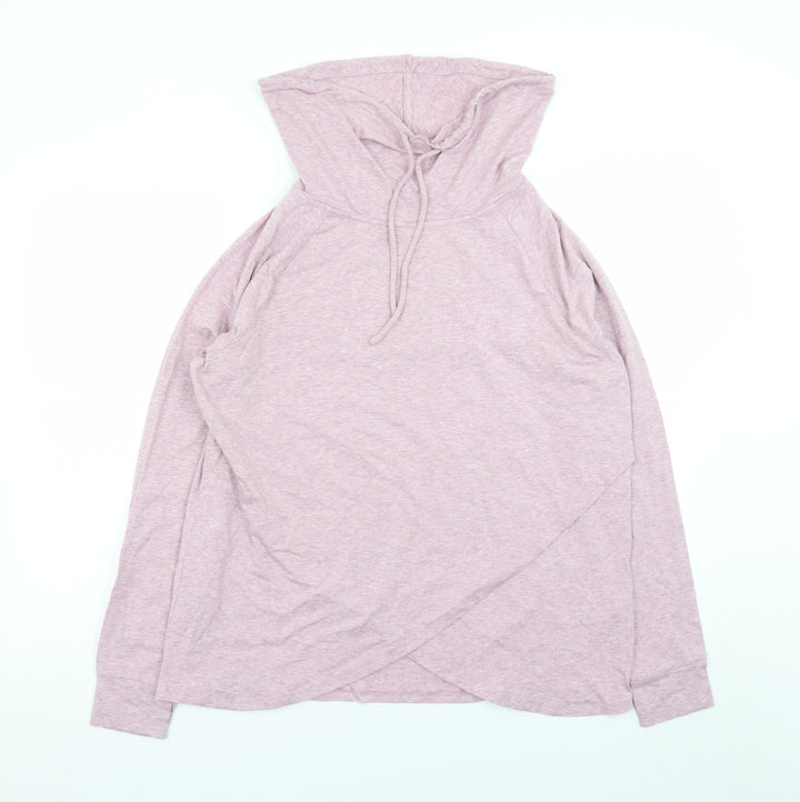AnyBody Women Pink Long Sleeve Pullover Hoodie L Lightweight Cotton Blend