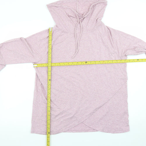 AnyBody Women Pink Long Sleeve Pullover Hoodie L Lightweight Cotton Blend