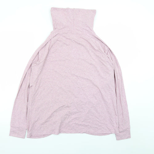 AnyBody Women Pink Long Sleeve Pullover Hoodie L Lightweight Cotton Blend